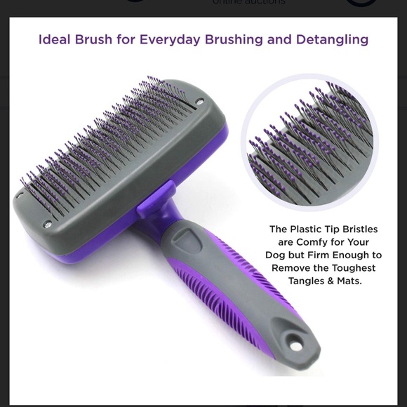 Dog Self Cleaning Slicker Brush with Plastic Tips for Sensitive Dogs and Cats - Picture 3 of 4